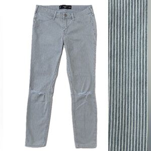 Hollister Crop Jeans Distressed Blue White 5 W 27
